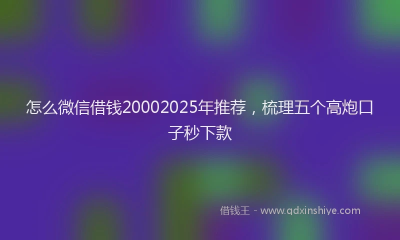 怎么微信借钱20002025年推荐，梳理五个高炮口子秒下款