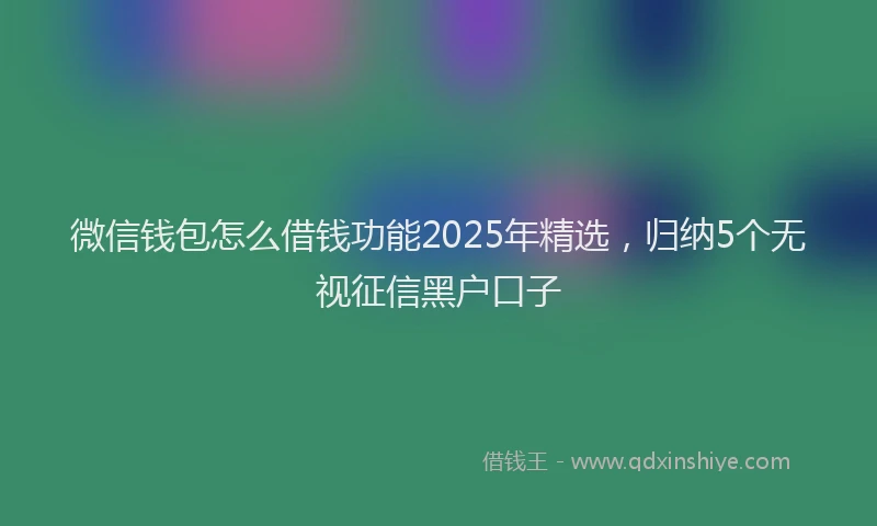 微信钱包怎么借钱功能2025年精选，归纳5个无视征信黑户口子