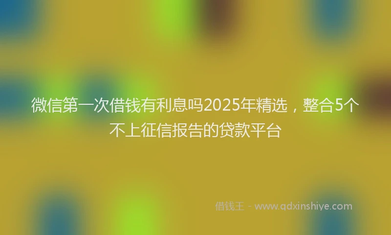 微信第一次借钱有利息吗2025年精选，整合5个不上征信报告的贷款平台