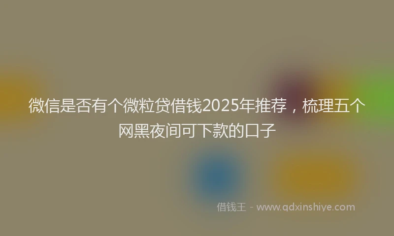 微信是否有个微粒贷借钱2025年推荐，梳理五个网黑夜间可下款的口子