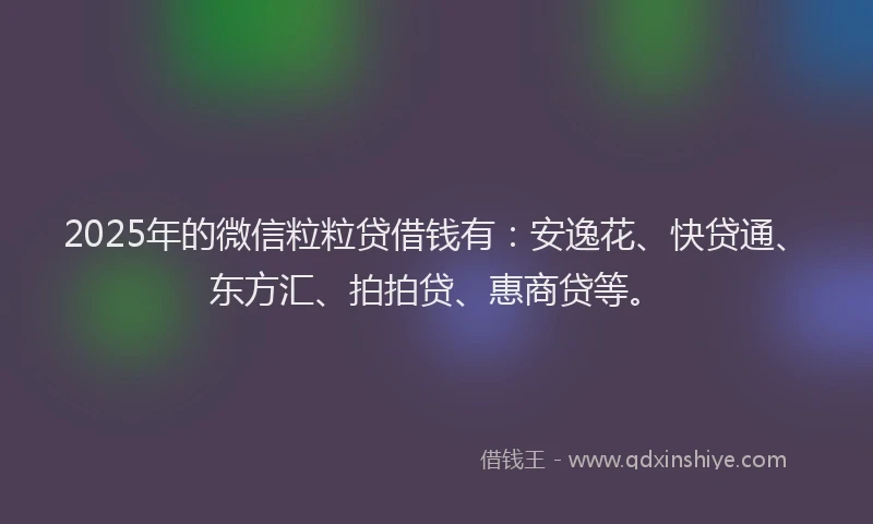 2025年的微信粒粒贷借钱有：安逸花、快贷通、东方汇、拍拍贷、惠商贷等。