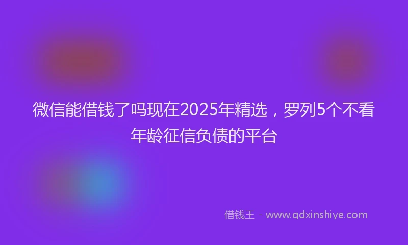 微信能借钱了吗现在2025年精选，罗列5个不看年龄征信负债的平台