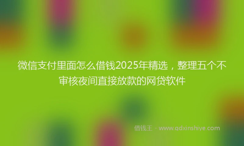 微信支付里面怎么借钱2025年精选，整理五个不审核夜间直接放款的网贷软件