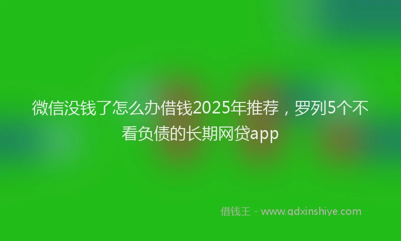 微信没钱了怎么办借钱2025年推荐，罗列5个不看负债的长期网贷app