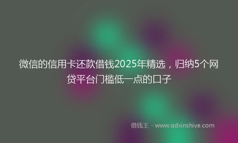 微信的信用卡还款借钱2025年精选，归纳5个网贷平台门槛低一点的口子