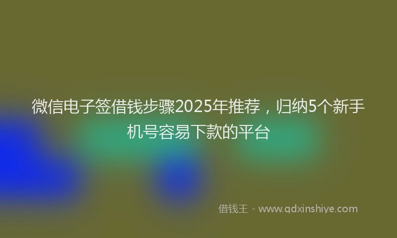 微信电子签借钱步骤2025年推荐，归纳5个新手机号容易下款的平台