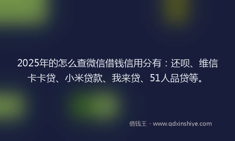 2025年的怎么查微信借钱信用分有：还呗、维信卡卡贷、小米贷款、我来贷、51人品贷等。