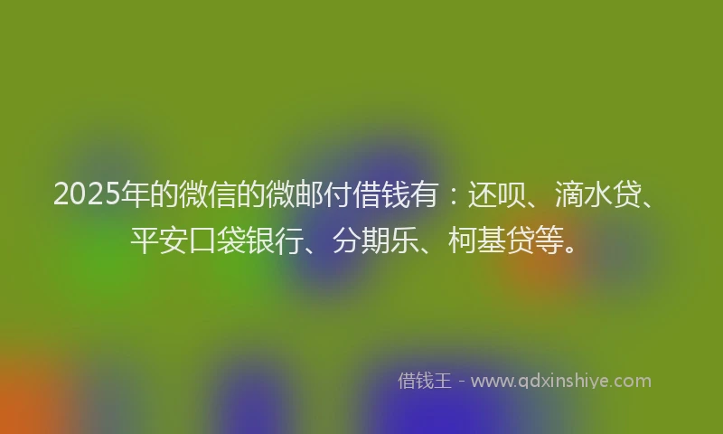 2025年的微信的微邮付借钱有：还呗、滴水贷、平安口袋银行、分期乐、柯基贷等。