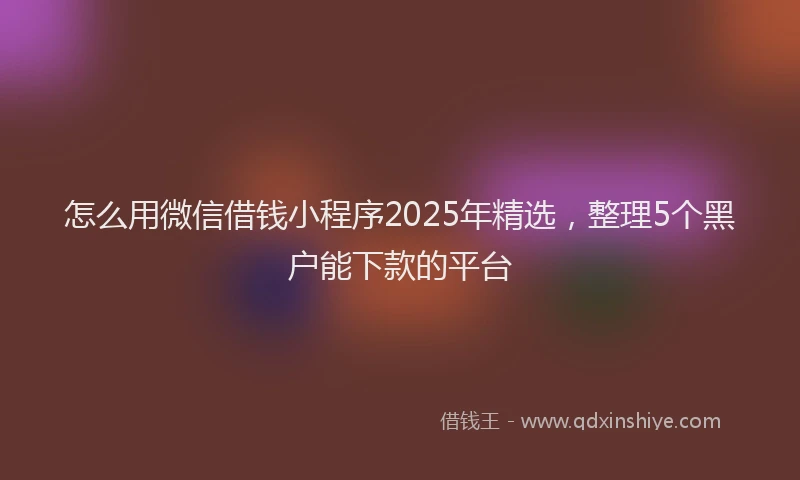 怎么用微信借钱小程序2025年精选，整理5个黑户能下款的平台