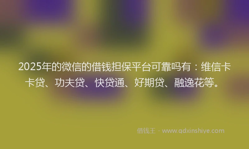 2025年的微信的借钱担保平台可靠吗有：维信卡卡贷、功夫贷、快贷通、好期贷、融逸花等。