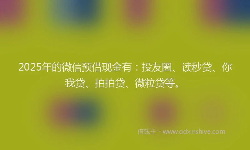2025年的微信预借现金有：投友圈、读秒贷、你我贷、拍拍贷、微粒贷等。