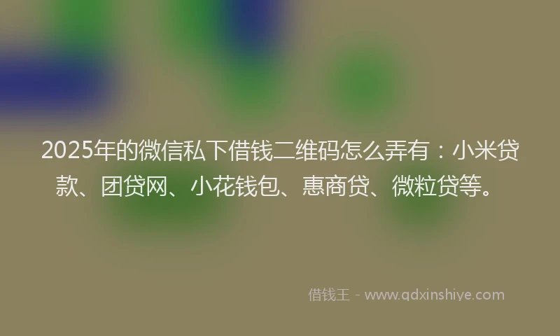 2025年的微信私下借钱二维码怎么弄有：小米贷款、团贷网、小花钱包、惠商贷、微粒贷等。