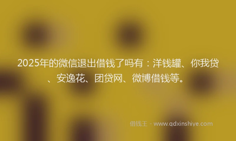 2025年的微信退出借钱了吗有：洋钱罐、你我贷、安逸花、团贷网、微博借钱等。