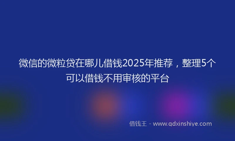 微信的微粒贷在哪儿借钱2025年推荐，整理5个可以借钱不用审核的平台