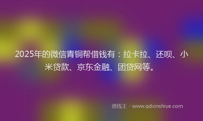 2025年的微信青铜帮借钱有：拉卡拉、还呗、小米贷款、京东金融、团贷网等。