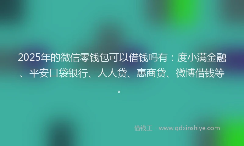 2025年的微信零钱包可以借钱吗有：度小满金融、平安口袋银行、人人贷、惠商贷、微博借钱等。