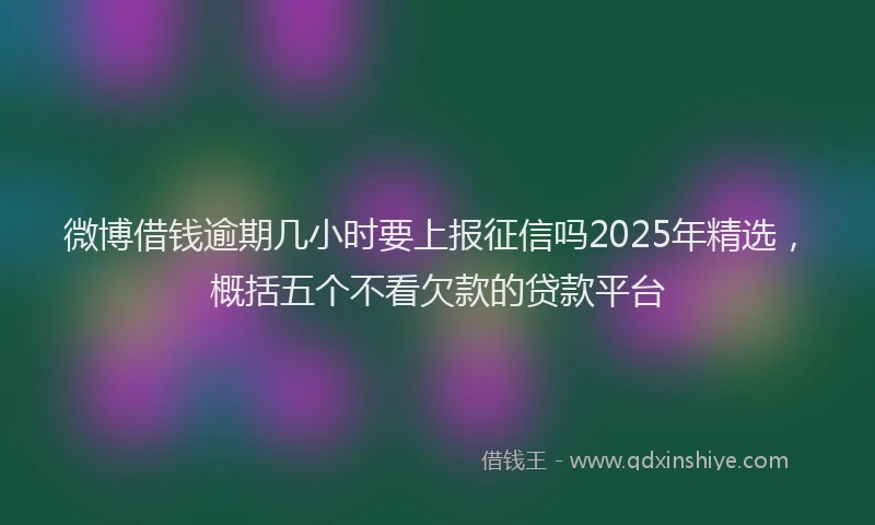 微博借钱逾期几小时要上报征信吗2025年精选，概括五个不看欠款的贷款平台