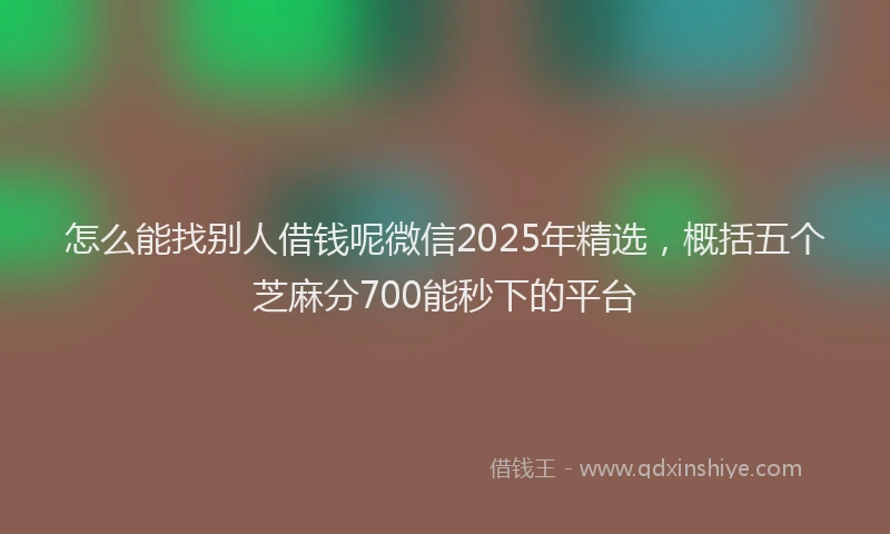 怎么能找别人借钱呢微信2025年精选，概括五个芝麻分700能秒下的平台
