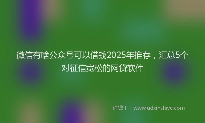 微信有啥公众号可以借钱2025年推荐，汇总5个对征信宽松的网贷软件