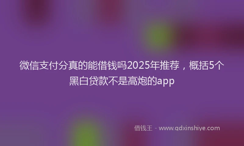 微信支付分真的能借钱吗2025年推荐，概括5个黑白贷款不是高炮的app