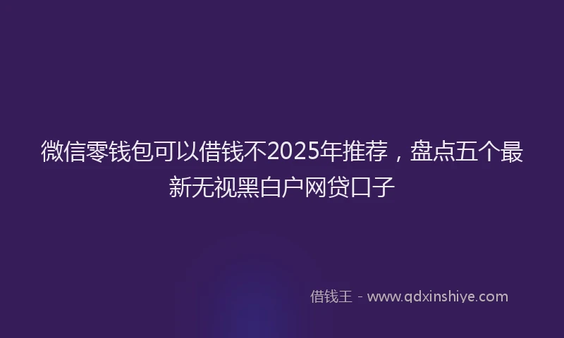 微信零钱包可以借钱不2025年推荐，盘点五个最新无视黑白户网贷口子