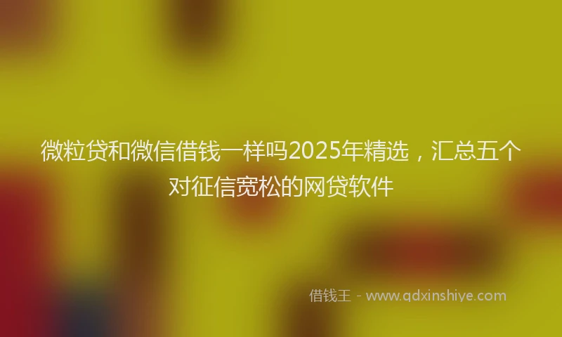 微粒贷和微信借钱一样吗2025年精选，汇总五个对征信宽松的网贷软件