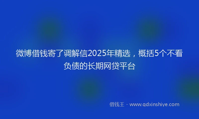 微博借钱寄了调解信2025年精选，概括5个不看负债的长期网贷平台