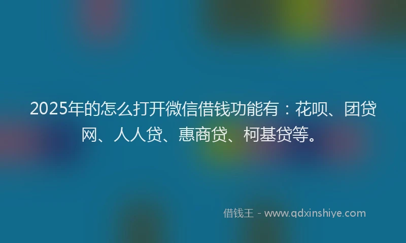 2025年的怎么打开微信借钱功能有：花呗、团贷网、人人贷、惠商贷、柯基贷等。