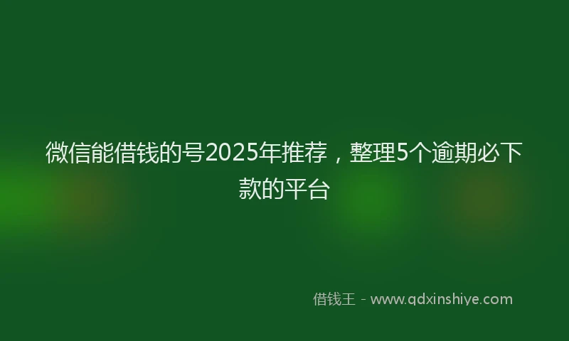 微信能借钱的号2025年推荐，整理5个逾期必下款的平台