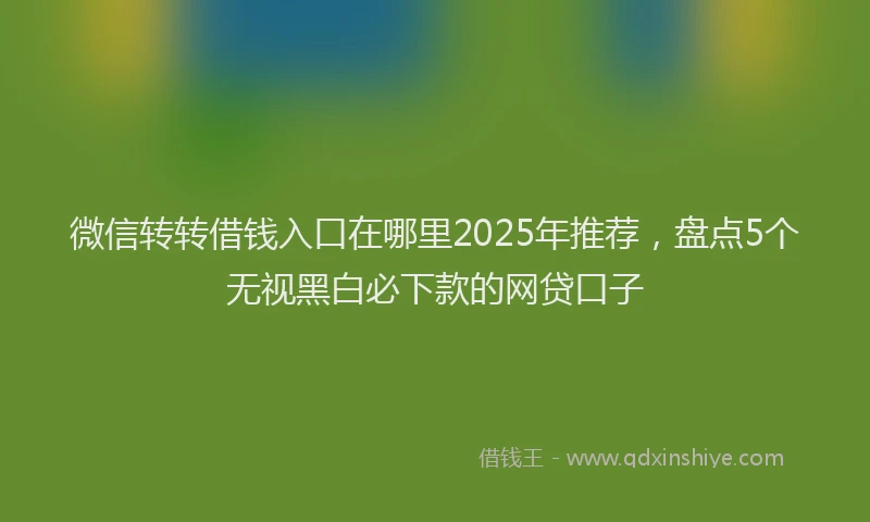 微信转转借钱入口在哪里2025年推荐，盘点5个无视黑白必下款的网贷口子