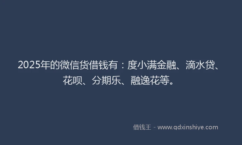 2025年的微信货借钱有：度小满金融、滴水贷、花呗、分期乐、融逸花等。