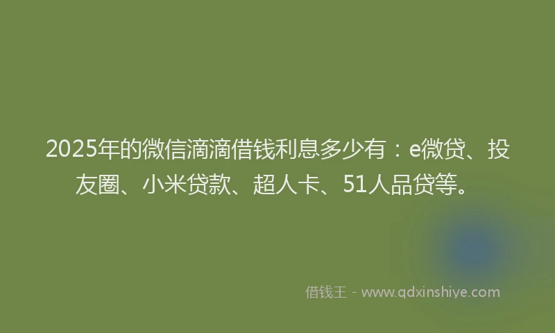 2025年的微信滴滴借钱利息多少有：e微贷、投友圈、小米贷款、超人卡、51人品贷等。