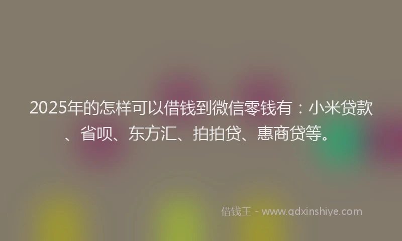2025年的怎样可以借钱到微信零钱有：小米贷款、省呗、东方汇、拍拍贷、惠商贷等。