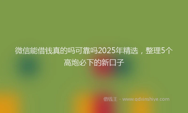 微信能借钱真的吗可靠吗2025年精选，整理5个高炮必下的新口子