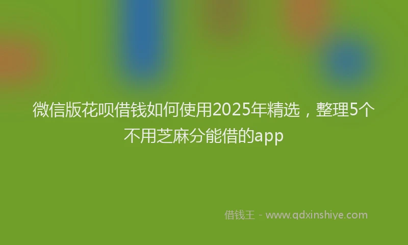 微信版花呗借钱如何使用2025年精选，整理5个不用芝麻分能借的app