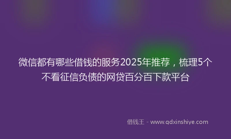 微信都有哪些借钱的服务2025年推荐，梳理5个不看征信负债的网贷百分百下款平台