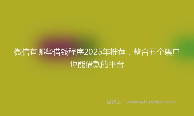 微信有哪些借钱程序2025年推荐，整合五个黑户也能借款的平台