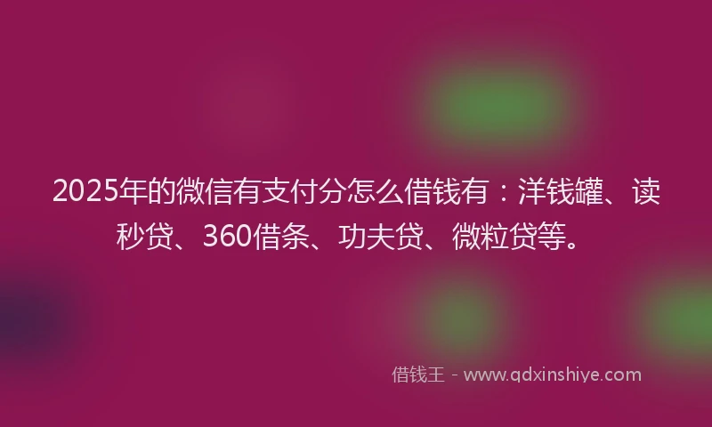 2025年的微信有支付分怎么借钱有：洋钱罐、读秒贷、360借条、功夫贷、微粒贷等。