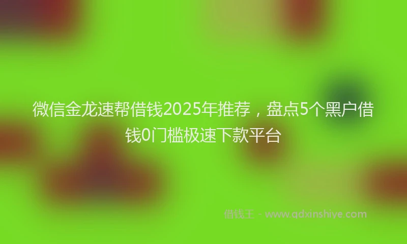 微信金龙速帮借钱2025年推荐，盘点5个黑户借钱0门槛极速下款平台