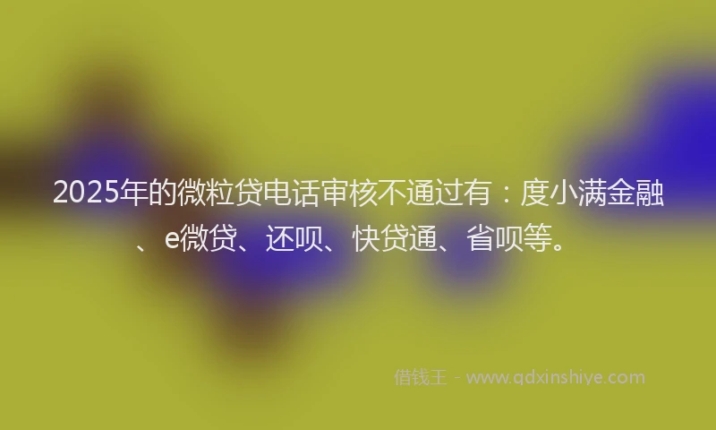 2025年的微粒贷电话审核不通过有：度小满金融、e微贷、还呗、快贷通、省呗等。