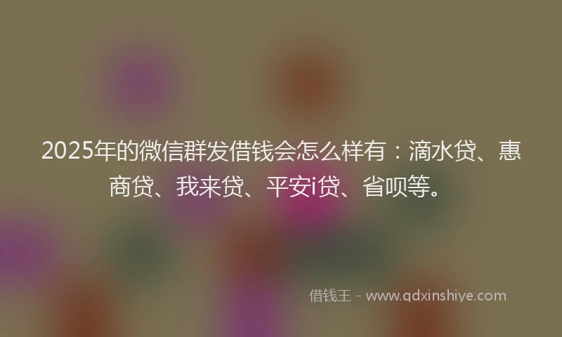 2025年的微信群发借钱会怎么样有：滴水贷、惠商贷、我来贷、平安i贷、省呗等。