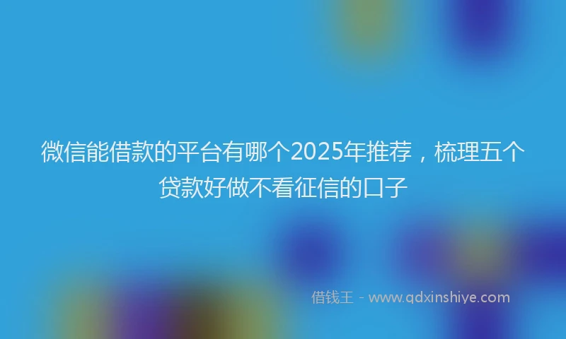 微信能借款的平台有哪个2025年推荐，梳理五个贷款好做不看征信的口子