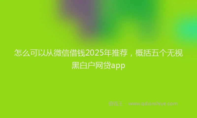 怎么可以从微信借钱2025年推荐，概括五个无视黑白户网贷app