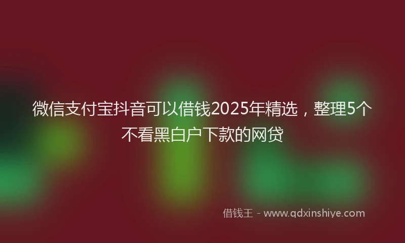 微信支付宝抖音可以借钱2025年精选，整理5个不看黑白户下款的网贷
