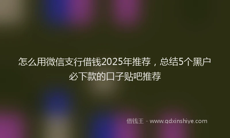 怎么用微信支行借钱2025年推荐，总结5个黑户必下款的口子贴吧推荐
