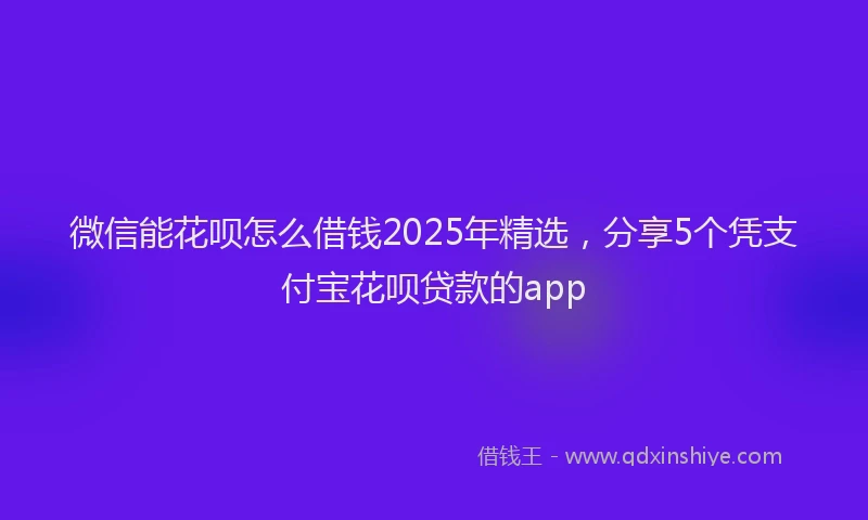 微信能花呗怎么借钱2025年精选，分享5个凭支付宝花呗贷款的app