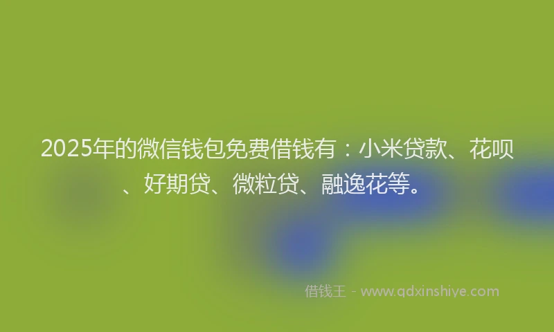 2025年的微信钱包免费借钱有：小米贷款、花呗、好期贷、微粒贷、融逸花等。