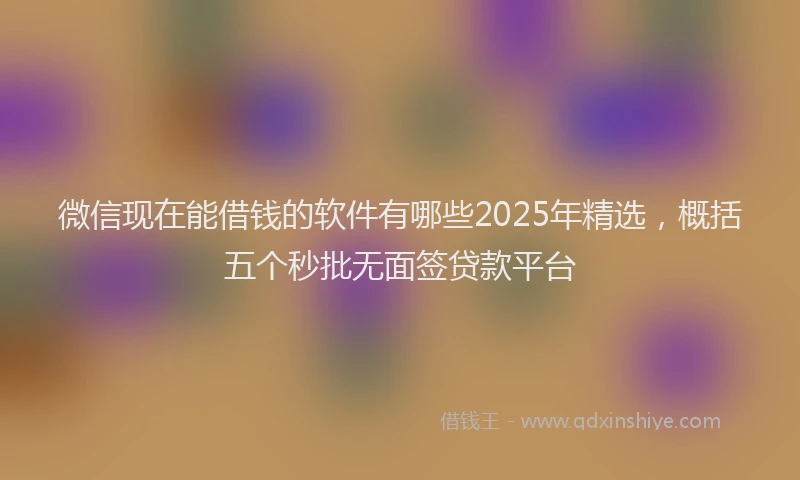 微信现在能借钱的软件有哪些2025年精选，概括五个秒批无面签贷款平台