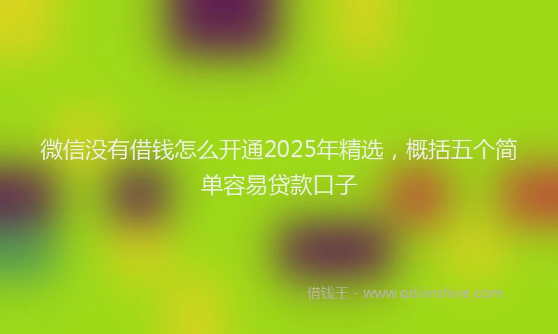 微信没有借钱怎么开通2025年精选，概括五个简单容易贷款口子