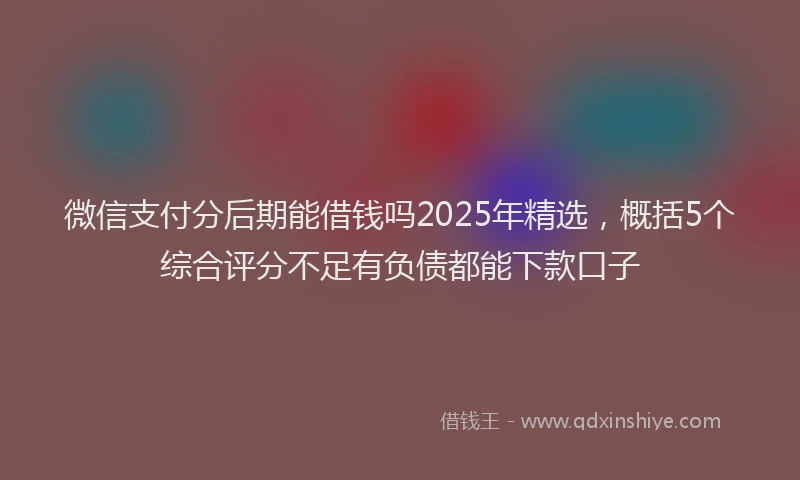 微信支付分后期能借钱吗2025年精选，概括5个综合评分不足有负债都能下款口子